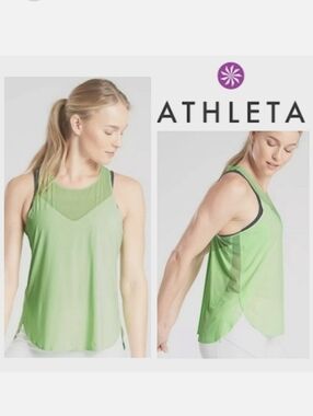 Athleta Speedwork Racerback Mesh Singlet Tank Top in Sonic Green Sz M